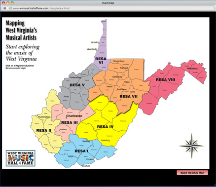 West Virginia Music Hall of Fame Interactive Map